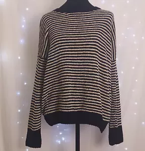 Primark Women's Size Medium M Long Sleeved Black & White Striped Sweater Bold - Picture 1 of 11