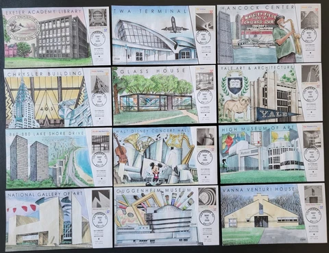 US FDC Collins Scott # 3910 Modern Architecture - Complete Set of 12 Covers-2005 Cover