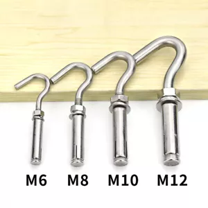 M6 M8 M10 M12 Anchor Bolts Hook Fixings Hanging Wall Anchor Stainless Steel 304 - Picture 1 of 4