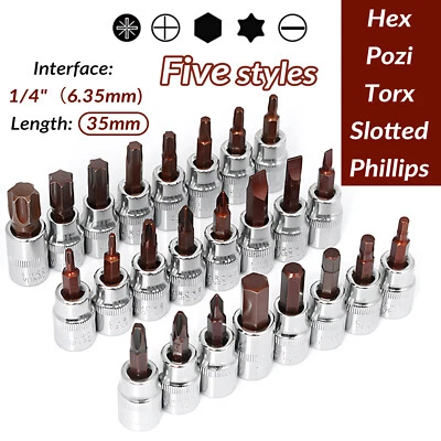 Power Bit ScrewDriver Set Assorted Pozi Phillips Slotted Torx Hex Flat Bits 1/4" - Image 1 of 4