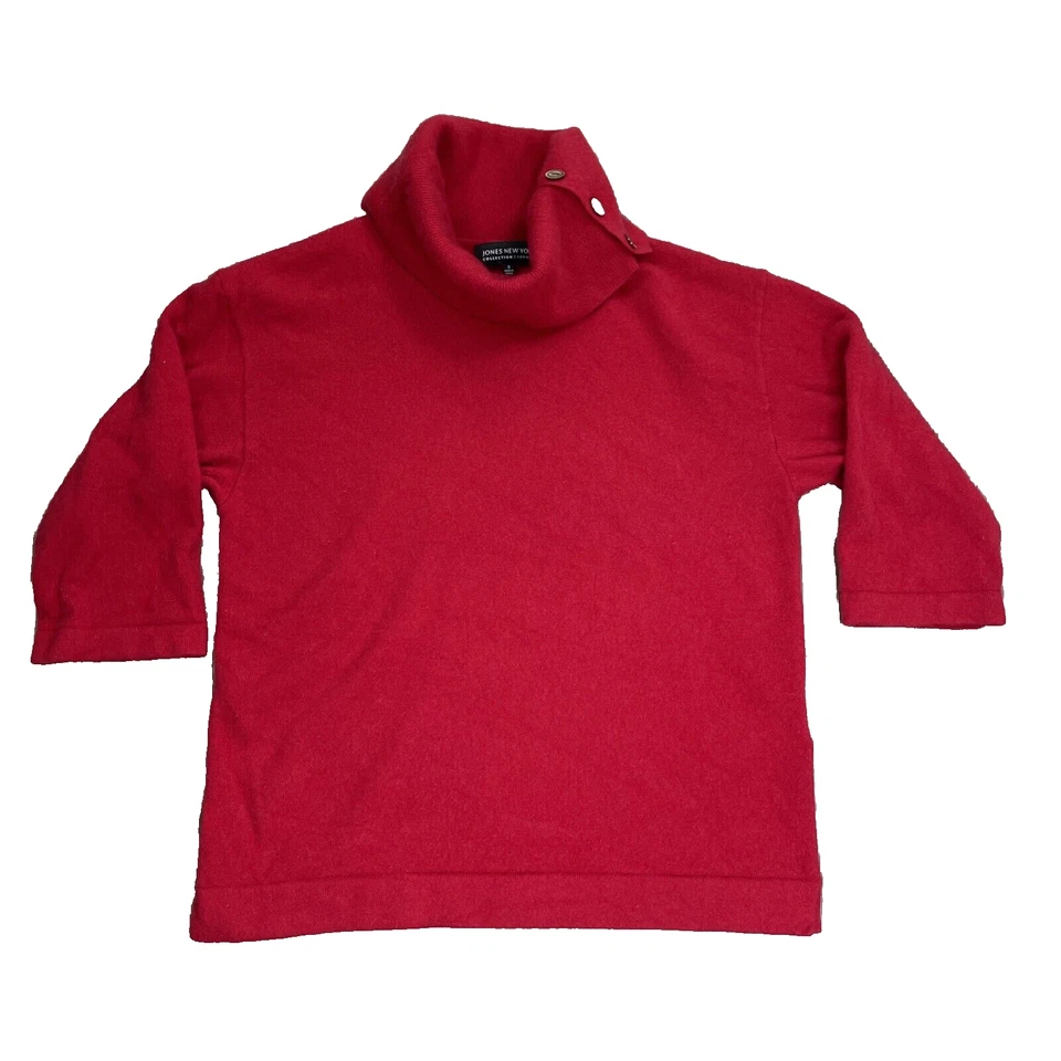 Suéter Jones New York Collection 100% Cachemira Cuello Capucha Rojo Talla S Manga 1/2 Foto 1 de 4