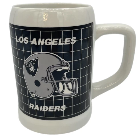 Vintage Los Angeles Raiders Ceramic Mug Beer Stein Black Licensed NFL 90s Papel Cover
