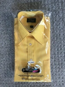 Men's Vintage Manhattan Short Sleeve Disco Shirt NIP Lemon Yellow Small Silkhana - Picture 1 of 3