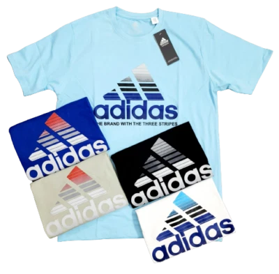 Camiseta masculina manga curta algodão ADIDAS 5 cores, tamanho P a XXL, nova com etiquetas - Imagem 1 de 4