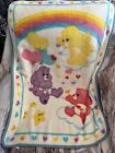 Vintage Care Bears Baby Blanket Fleece Rainbow Stars Balloon Hearts Rare 30x43”
