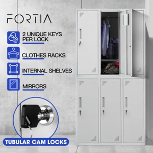 FORTIA 6 Door Metal Storage Cabinet Lockers Gym Office Home Lockable Furniture - Picture 1 of 11