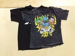 Teen Titans & Mario Boys Cartoon T-Shirts Size 6 Action Print Black