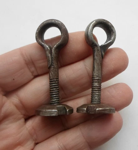 Lot 2 Antique Closed Eye Bolt Screws with Base Cover