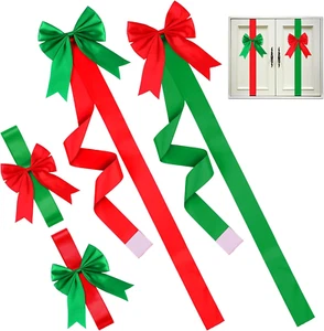 8 Pieces Christmas Cabinet Ribbons Bows Large Christmas Door Ribbon Cabinet Bows - Picture 1 of 6