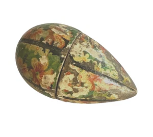 Thimble Case - Antique Chintz Floral Mauchline Ware Egg  Scotland UK Chippy - Bild 1 von 9