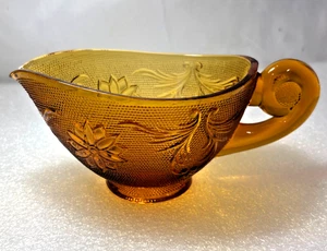 Tiara Indiana Glass Amber Sandwich Gravy Sauce Boat 7" X 3" - Picture 1 of 7