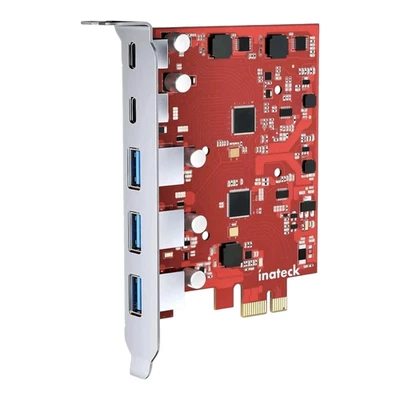 Inateck PCIe to USB 3.2 Card RedComets U25  3 USB A Ports and 2 USB C Ports - Image 1 of 4