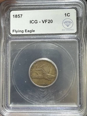 1857 Flying Eagle Cent ICG VF20 IDC Verified - Image 1 of 2