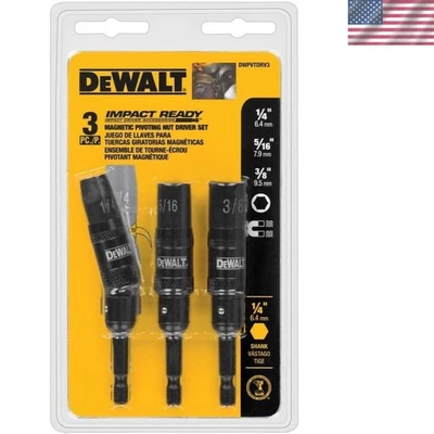 3-Piece Magnetic Pivoting Nut Driver Set - Ideal for Tight Spaces and Clean Work - Image 1 of 4