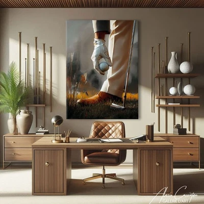 Golf Wall Art Print Framed Office Wall Decor Luxury Canvas Art Golfer Gifts - Image 1 of 4