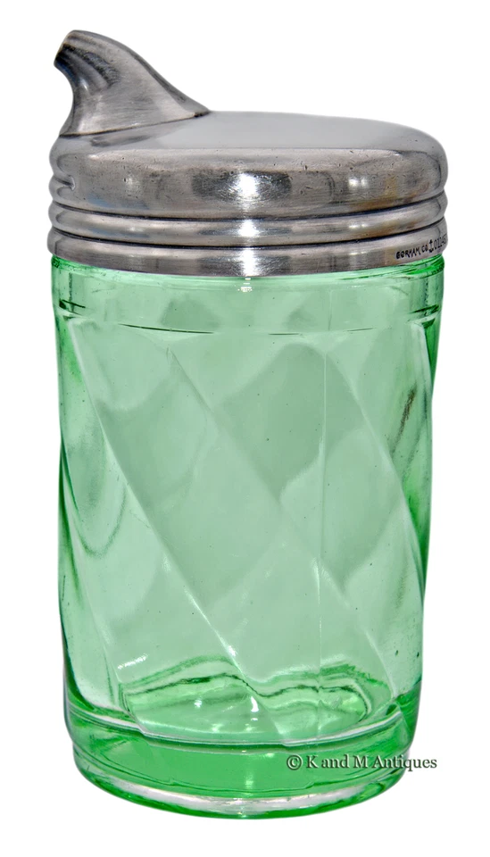 Paden City Rena #154 Line Green Spiral Sugar Shaker - Image 1 of 4