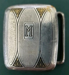 Belt Buckle. Hickock. Plated Silver Tone w/"M" Monogram - Picture 1 of 4