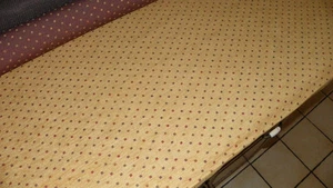 Wheat Red Blue Square Print Chenille Upholstery Fabric  By the Yard (R599-RK7) - Picture 1 of 1