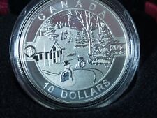 2014 $10 FINE SILVER COIN O'CANADA HOLIDAY SCENE W BOXES AND CERT. MINT