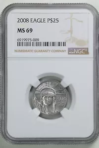 2008 $25 1/4 oz Statue of Liberty Platinum American Eagle MS69 NGC 6919975-009 - Picture 1 of 2