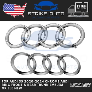 For Audi S5 2020-2024 Chrome Audi Ring Front & Rear Trunk Emblem Grille New - Picture 1 of 1