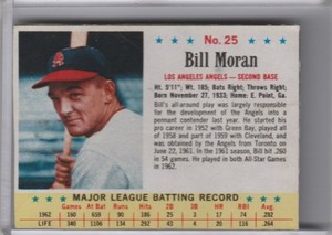 1963 POST CEREAL #25 BILL MORAN LOS ANGELES ANGELS 1319