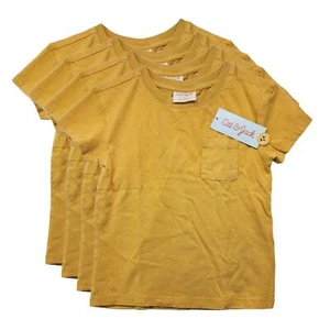 Cat Jack Girls T Shirt Short Sleeve Pocket Mustard Yellow 4 Pack Size 4 4T - Picture 1 of 7