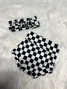 Checker Board Bummie and Knotted Head Wrap set, 9-12 Months, - Picture 1 of 5