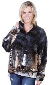 Lighthouse Plush Fleece Jacket Ocean Nautical (XS - 3X) - Picture 1 of 3