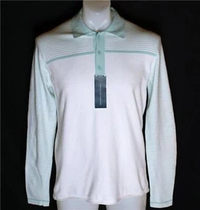 Nuevo Auténtico Hombre French Connection Punto Polo Manga Larga Blanco Verde - Imagen 1 de 4