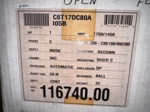Leeson 116740.00HP 1 1760 RPM Volt 208-230/460 3 PH 56C Frame Auto overload - Picture 1 of 2