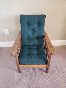 Antique Oak Child's Morris Chair W/Green Cushions - Picture 1 of 5