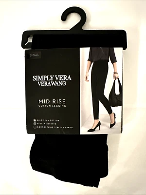 Legging Simply Vera Wang tiro medio negro algodón y spandex talla pequeña NUEVO Foto 1 de 4
