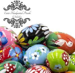 EASTER Polish EGGS PISANKI Pysanky Hand Hand Painted Wooden Decoration - Picture 1 of 6