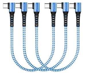 3Pk 1ft 90° BLUE USB C - USB C Cable FAST Charger Cord for iPhone 16 15 Pro,iPad - Picture 1 of 6