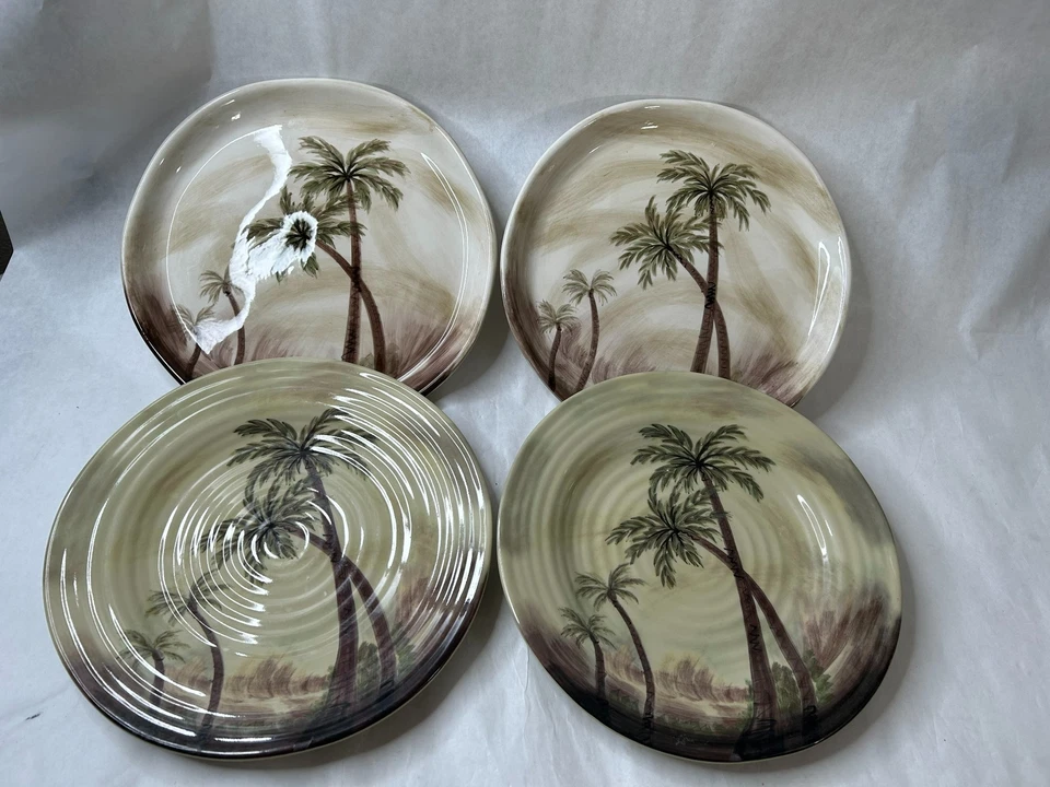4)  TABLETOPS UNLIMITED DINNER PLATES  BAHAMAS  2 STONEWARE / 2 MELAMINE - Image 1 of 3