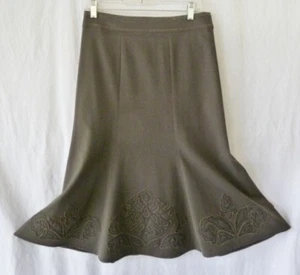 CAbi Boho Chic Embroidered Floral/Heart Cutouts~Stretch Fit & Flare Skirt~2~S - Picture 1 of 8