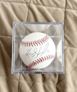 ⚾️  Rare Kevin Shackelford Signed Baseball OMLB w/ Plastic Cube B2 - Bild 1 von 8