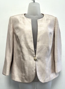NEW! Jacques Vert UK12 oyster shantung 3/4 sleeve occasion wear jacket - Picture 1 of 10