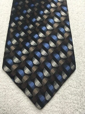 MURANO MENS TIE BLACK WITH BLUE BROWN GRAY 4 X 61 NWOT - Image 1 of 4