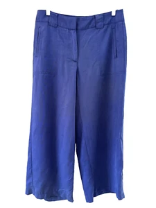 White House Black Market WHBM Blue Wide Leg Flare Crop Pants Size 6 - Picture 1 of 12