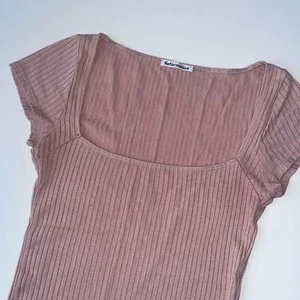 Reformation Blush Pink Square Neck Short Sleeve Ribbed Soft Stretchy Top Sz S - Picture 1 of 7