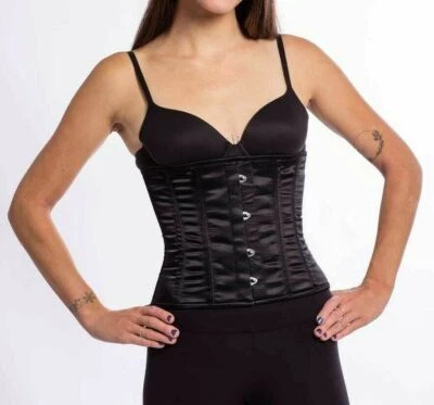 Nuevo corsé 305 auténtico negro satinado 44" debajo del busto acero deshuesado Foto 1 de 4