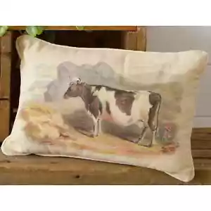 New Primitive Antique Style VINTAGE COW PILLOW Decorative Accent 10" x 16" - Picture 1 of 1