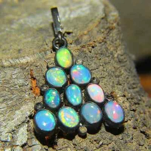 Colgante de plata de ley 925 con diamantes de ópalo de fuego Welo etíope natural - Imagen 1 de 4