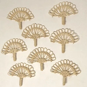 Lot of 8 Miniature Hand Fans Straw Wicker w/ Handle Woven Dollhouse Crafts Decor - Picture 1 of 4