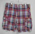 Ralph Lauren Polo Jeans Co. Red Blue Plaid Cargo Shorts Mens 38X11