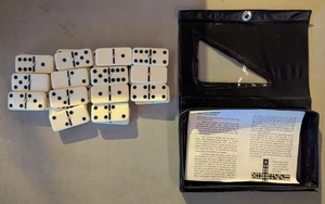 Complete Double Six Dominoes Set (28 Tiles) w/ Spinners & Black Vinyl Case - Picture 1 of 3
