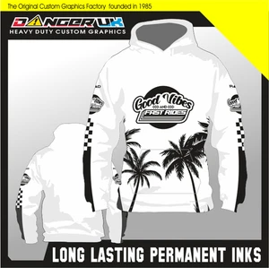TEAM SPORT RACING SUBLIMATED HOODIE HOODY CLOTHING GOOD VIBES FAST RIDES - Picture 1 of 1