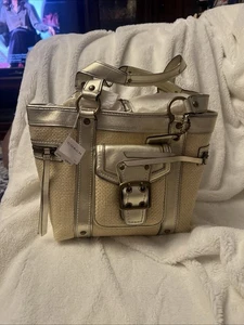 COACH LEGACY SHOULDER HOBO SATCHEL TOTE HANDBAG STRAW LEATHER TRIM #L05K-113 - Picture 1 of 5